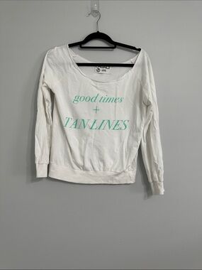 Lagaci White Off-Shoulder Lightweight Sweatshirt